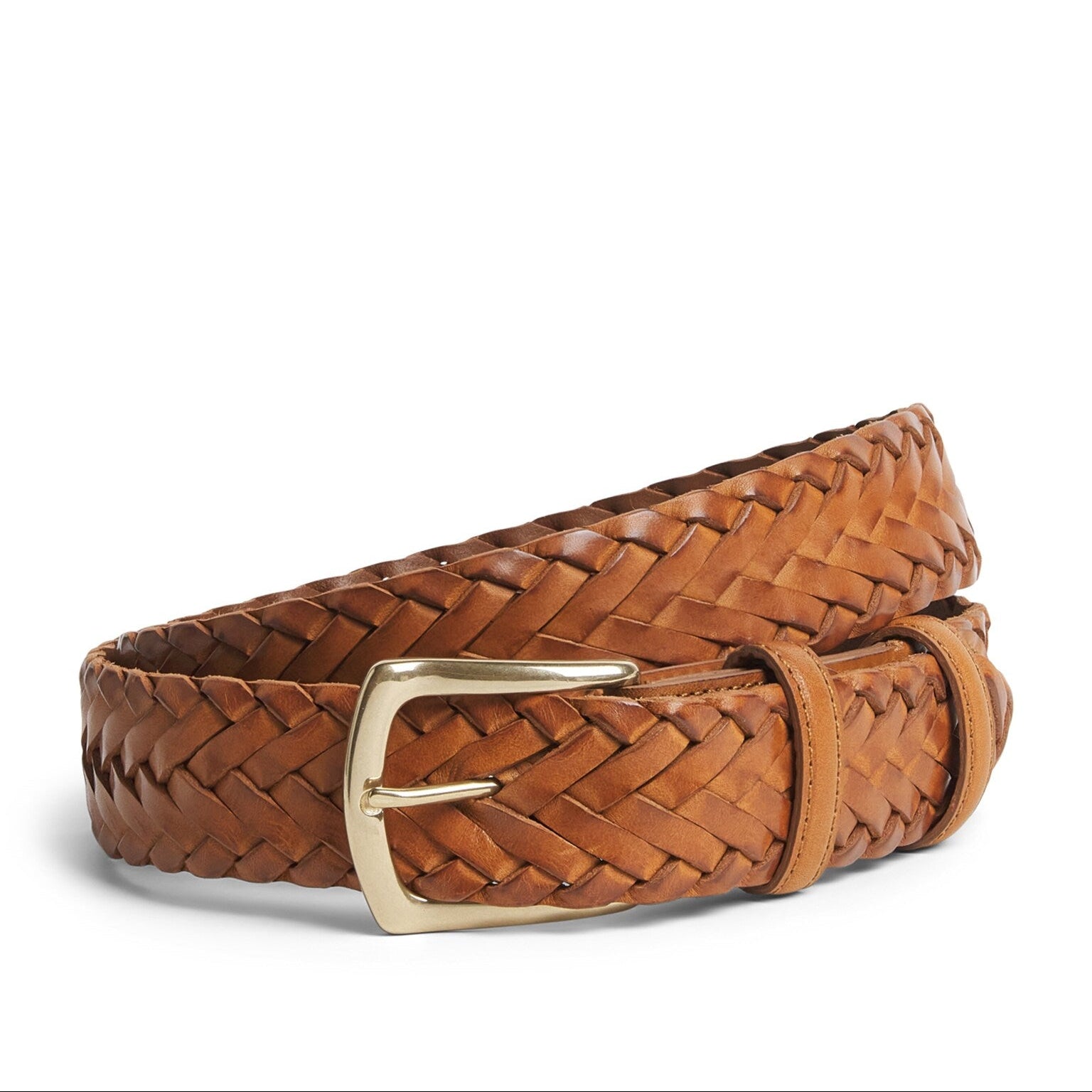 Tan Leather Braided Belt