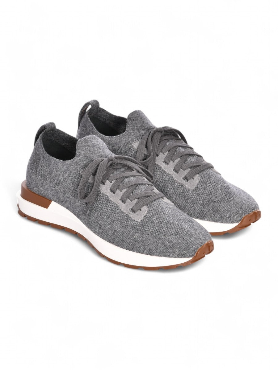 Dark Grey Knitted Wool Sneakers