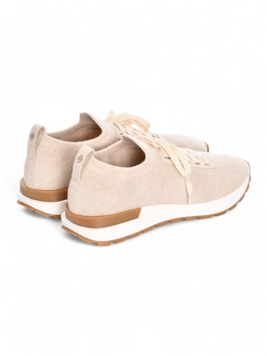 Beige Knitted Wool Sneakers