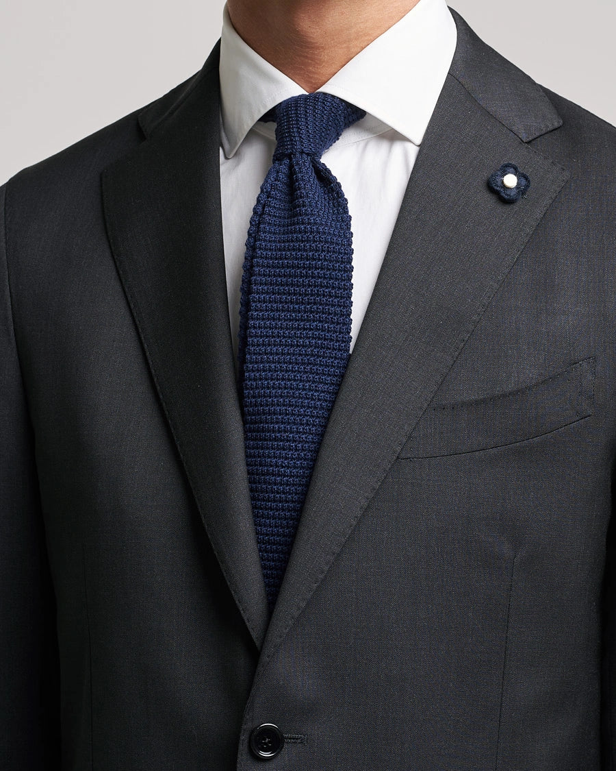 Navy Blue Knitted Wool Tie