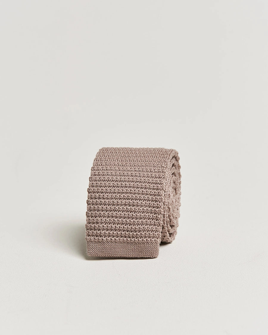 Beige Knitted Wool Tie