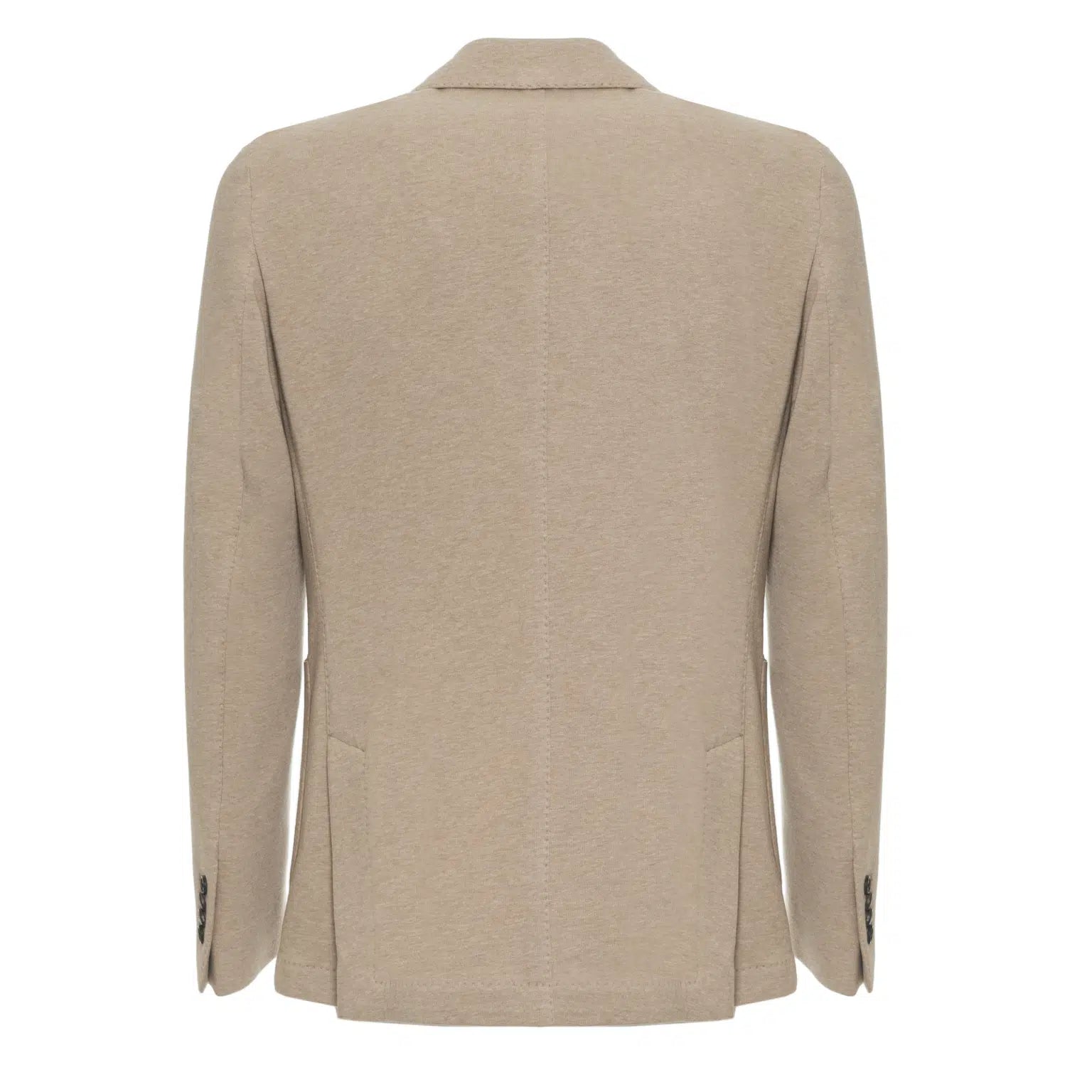 Caramel Beige Cotton Jersey Unstructured DB Blazer