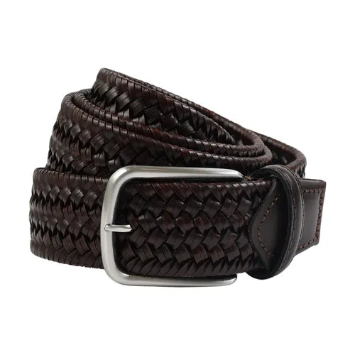Brown Braided Leather Belt