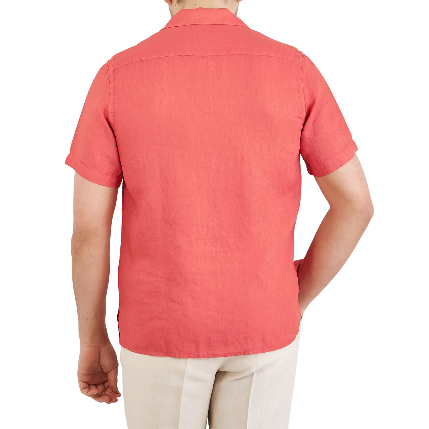 Altea Coral Red Linen Short Sleeve Shirt Back