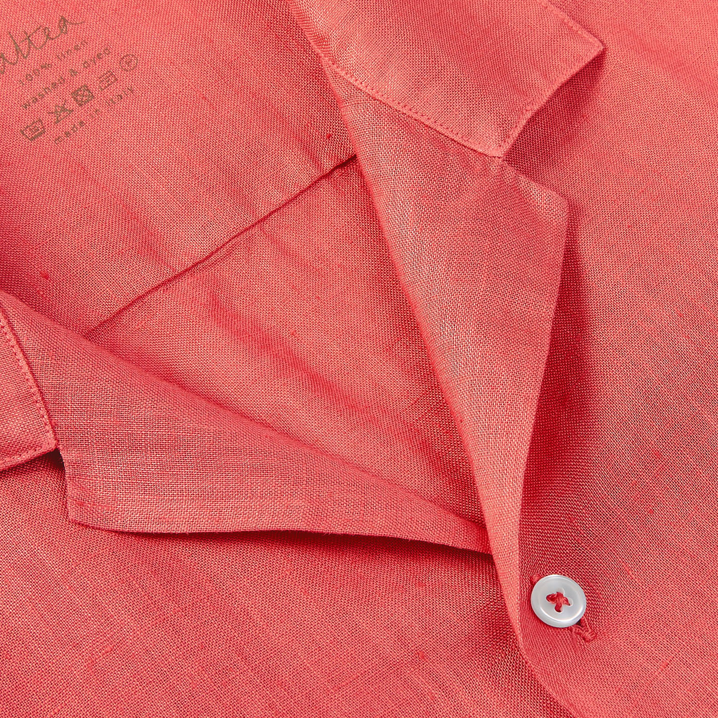 Altea Coral Red Linen Short Sleeve Shirt Brim