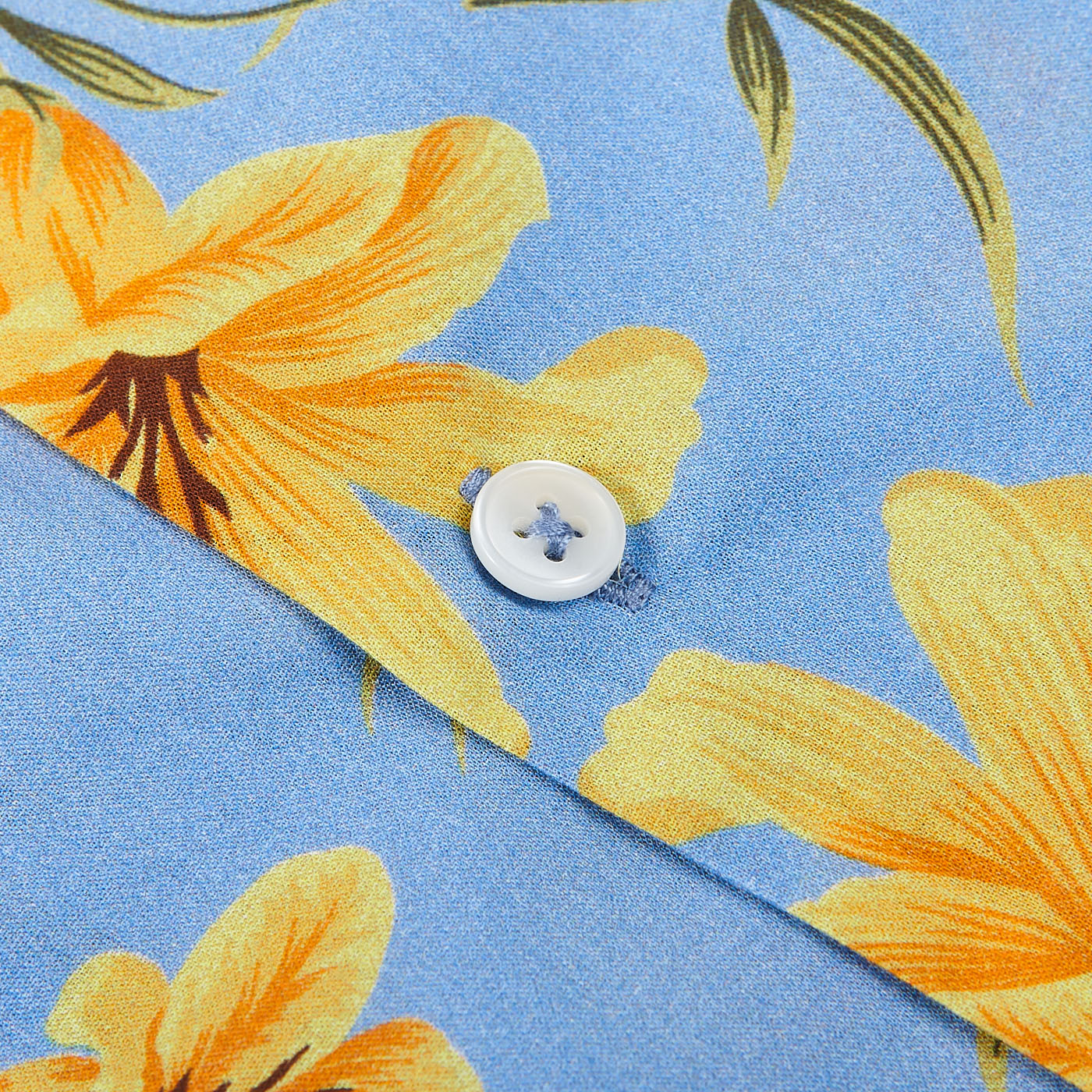 Altea Light Blue Printed Cotton Short Sleeve Shirt Button