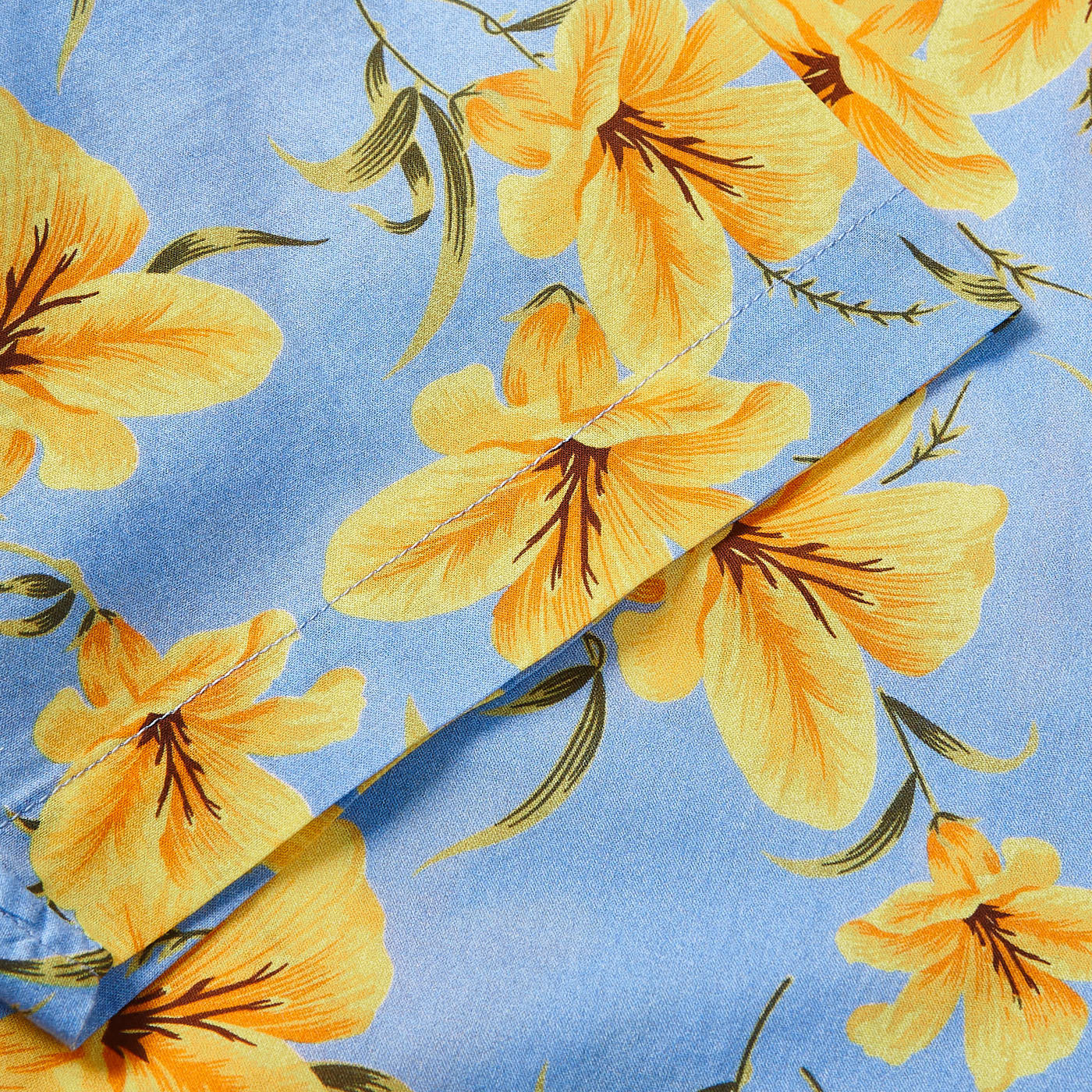 Altea Light Blue Printed Cotton Short Sleeve Shirt Cuff