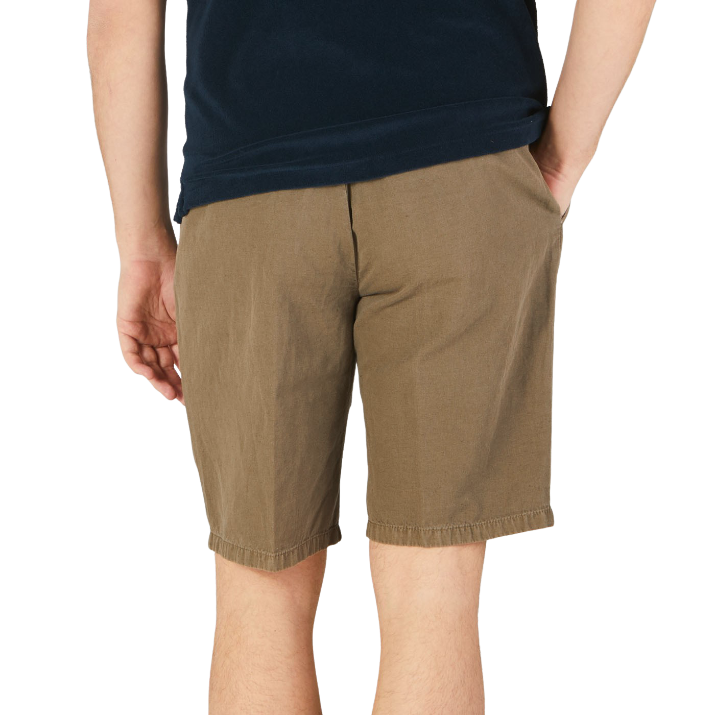 Altea Olive Cotton Linen Bermuda Shorts Back