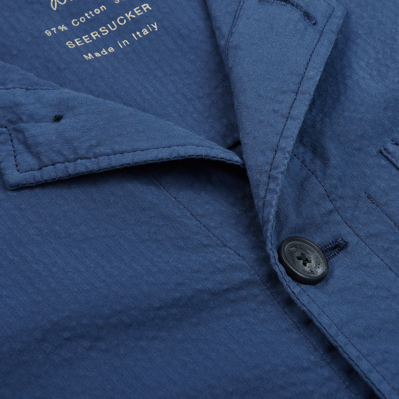 Altea Washed Blue Cotton Seersucker Shacket Open