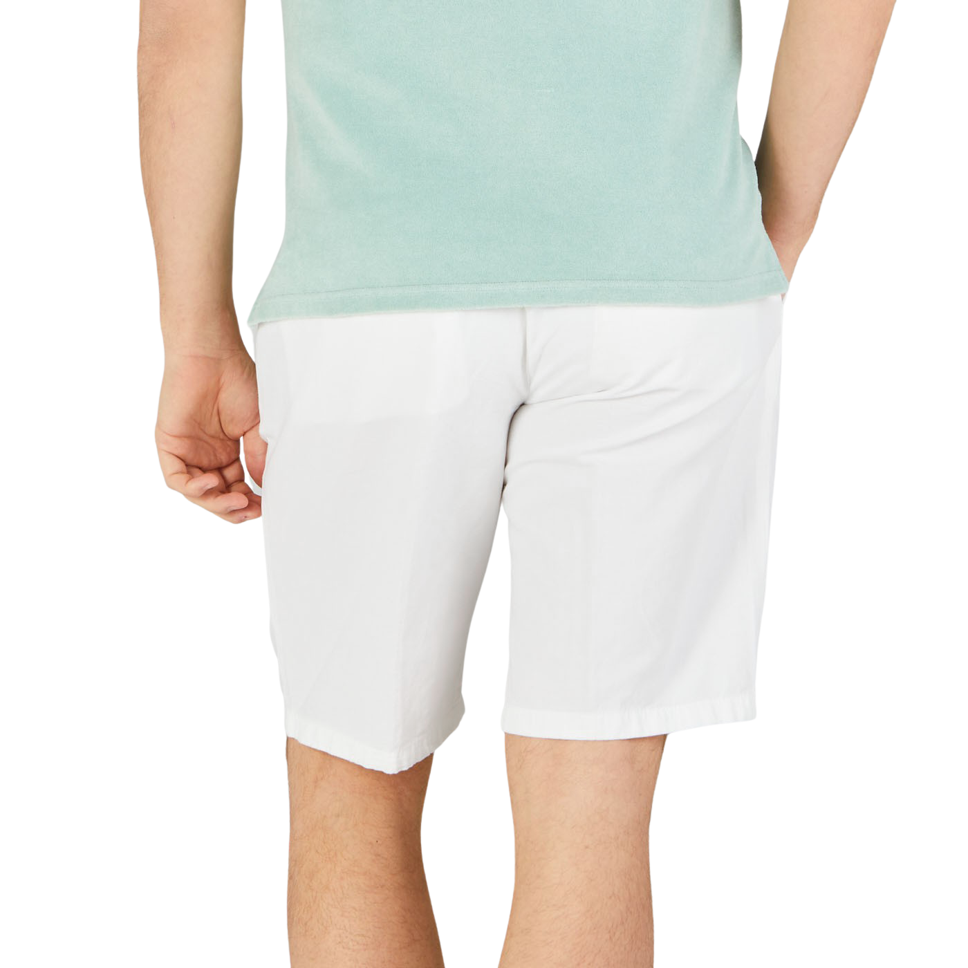 Altea White Cotton Linen Bermuda Shorts Back