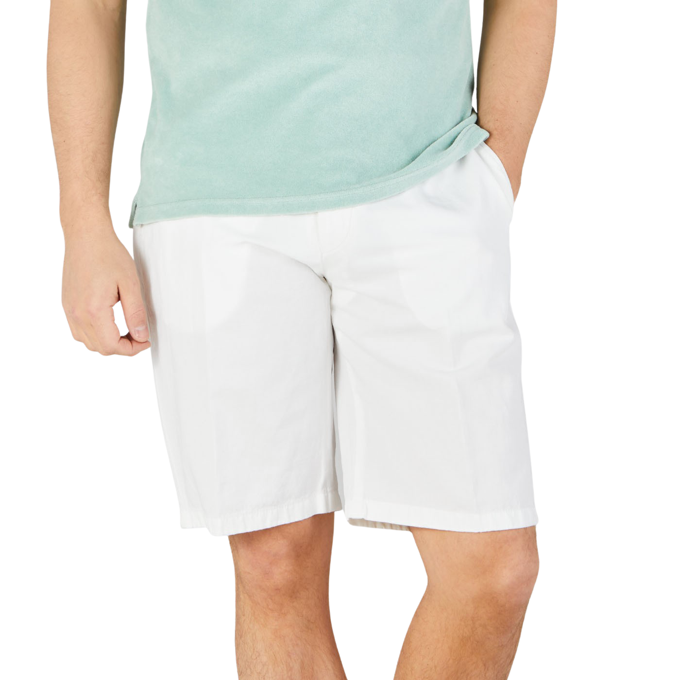 Altea White Cotton Linen Bermuda Shorts Front