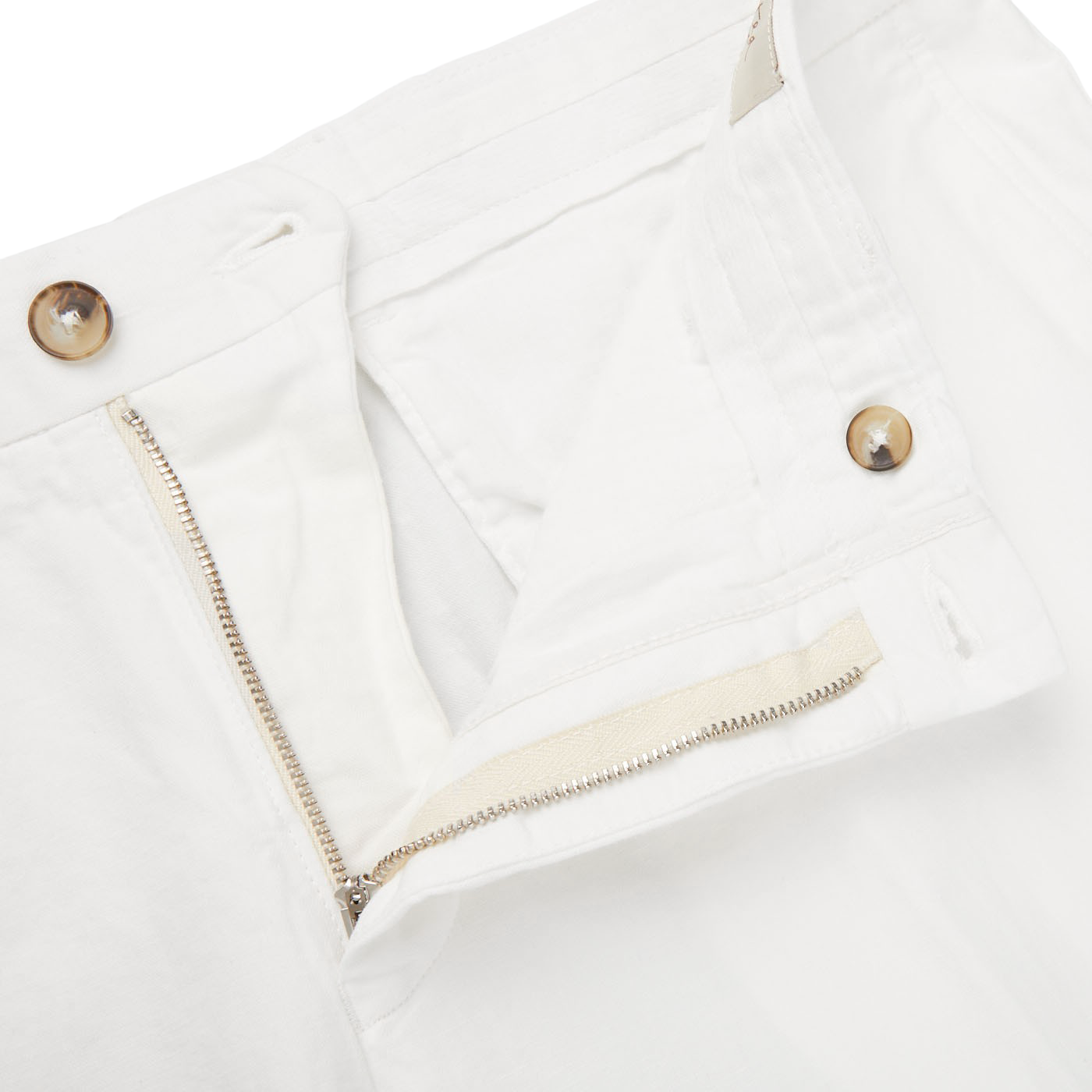 Altea White Cotton Linen Bermuda Shorts Zipper