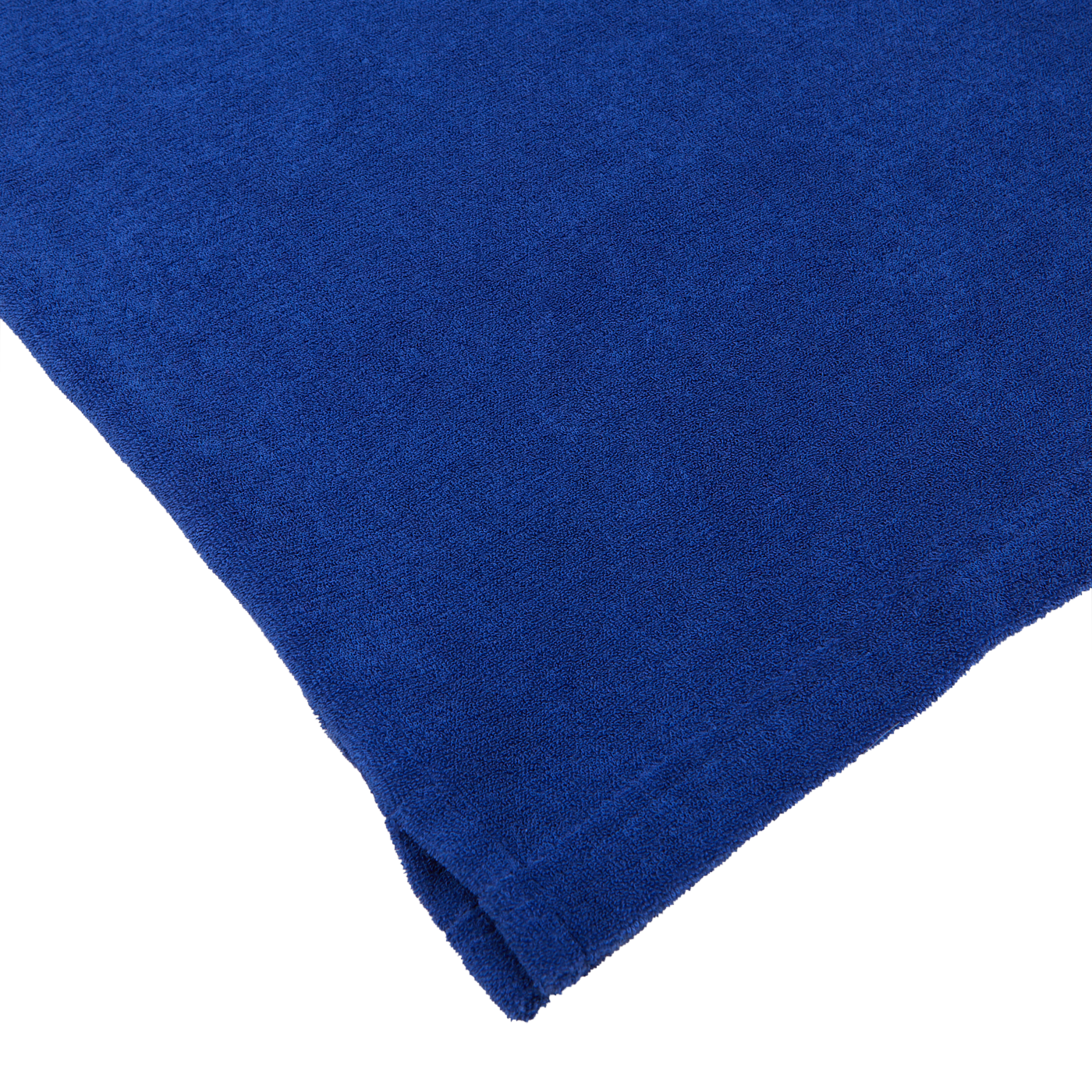Dark Blue Cotton Towelling Capri Collar Polo Shirt by Altea fabric on a white surface.
