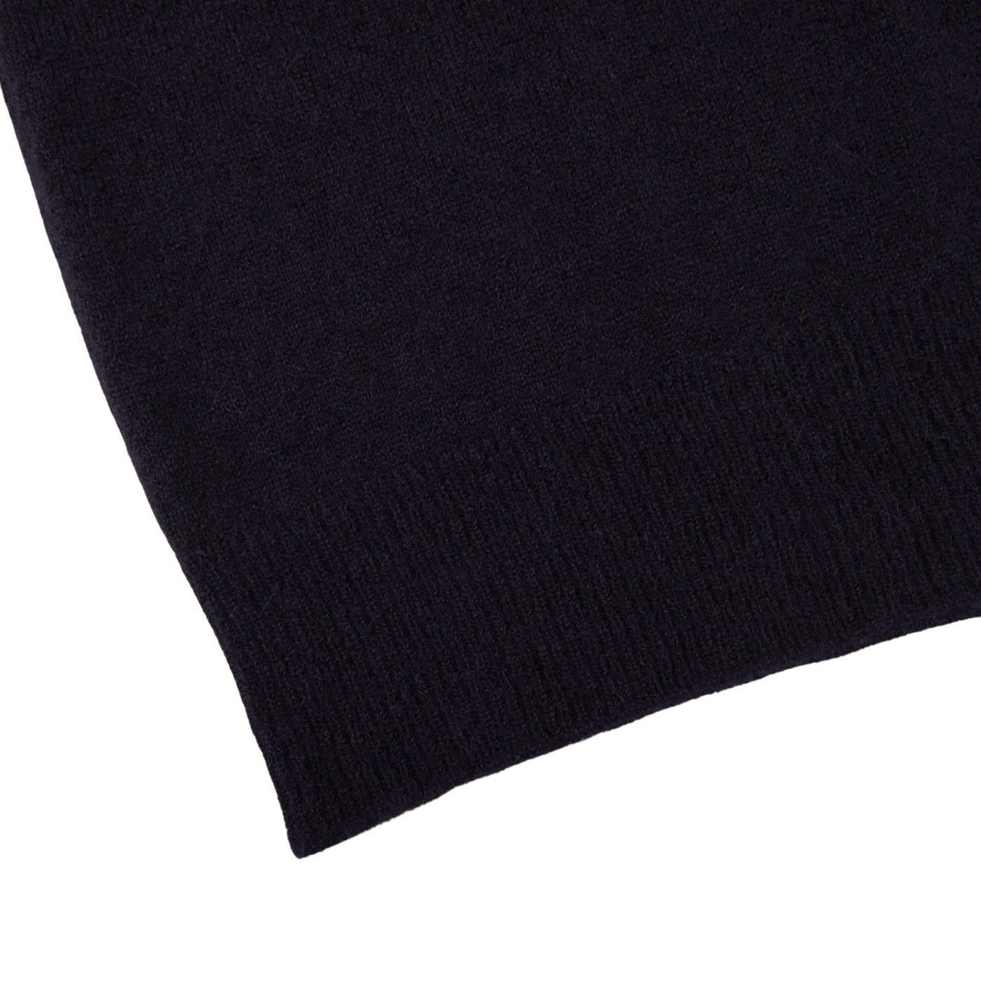 A seasonal close up of an Altea navy blue wool alpaca crewneck sweater.