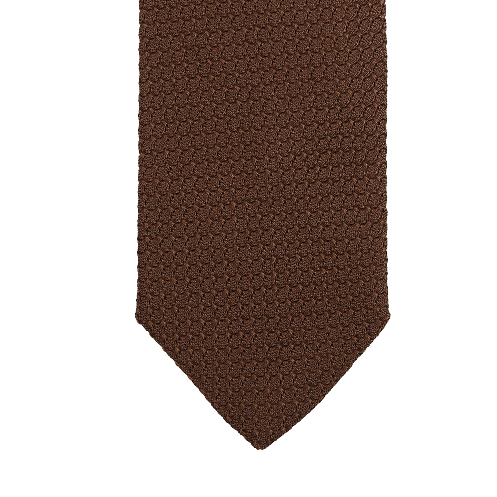 Amanda Christensen Dark Brown Grenadine Grossa Lined Silk Tie TipAmanda Christensen Dark Brown Grenadine Grossa Lined Silk Tie Tip