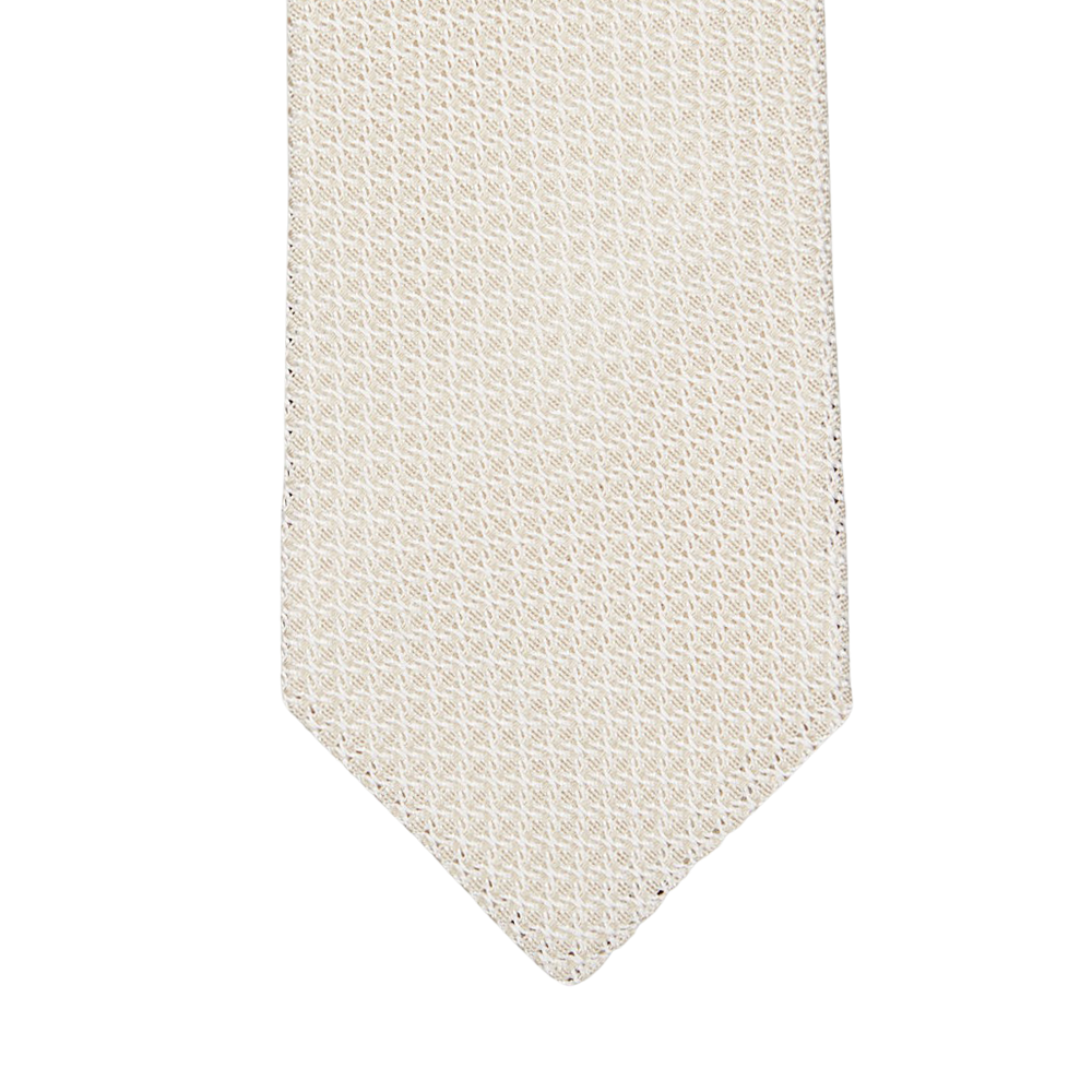 Amanda Christensen Light Beige Grenadine Grossa Lined Silk Tie Feature