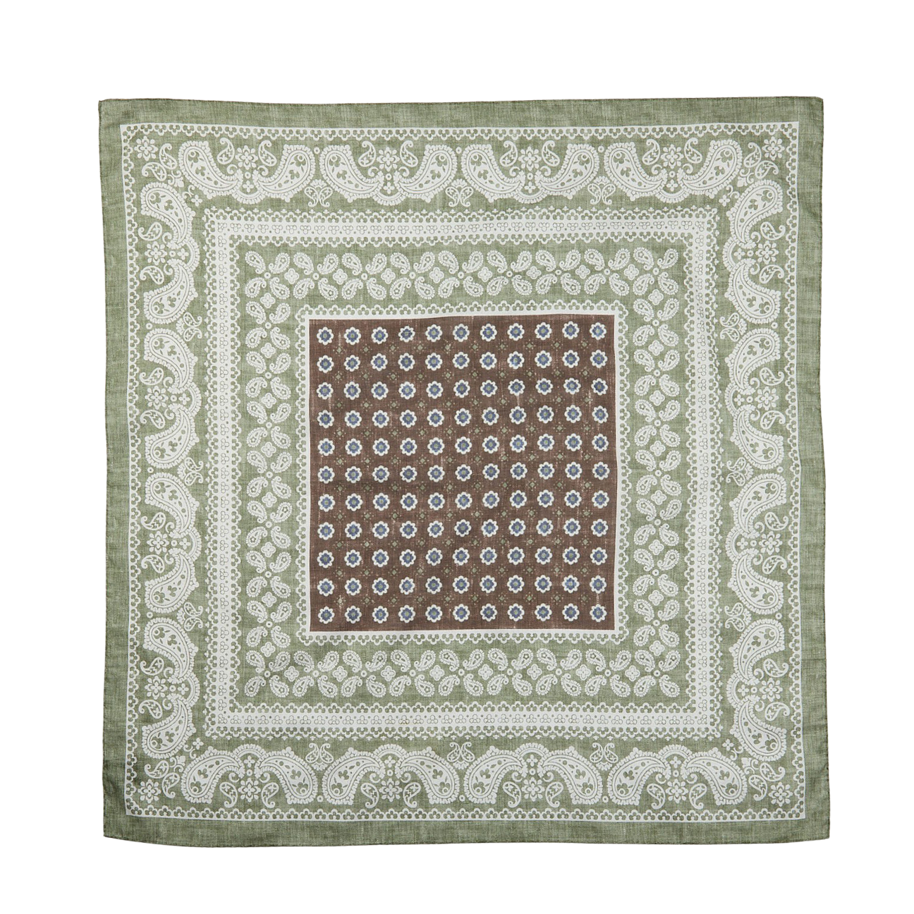 Amanda Christensen Olive Melange Paisley Print Cotton Bandana