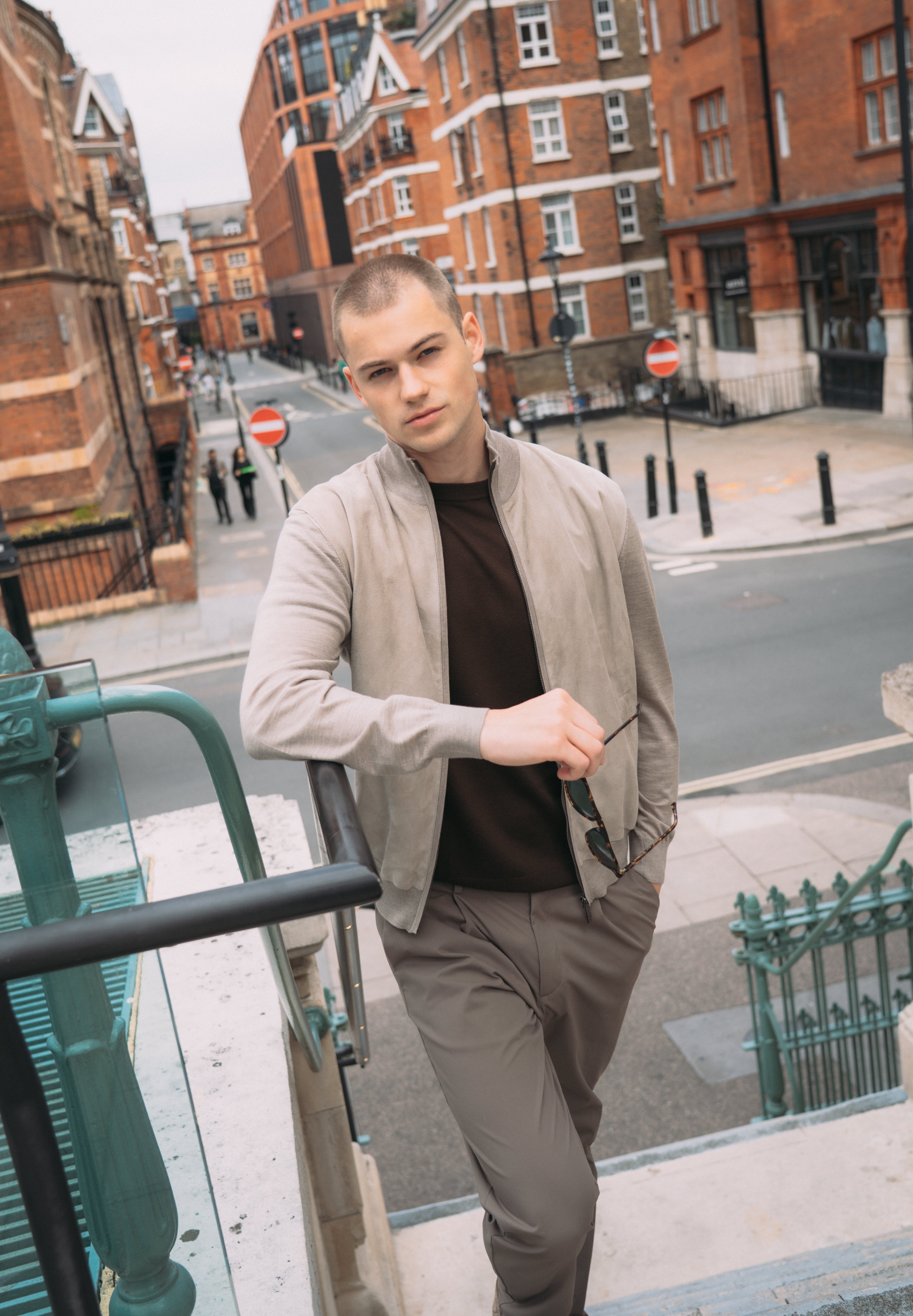 Taupe Lamb Suede and Wool Knit Blouson