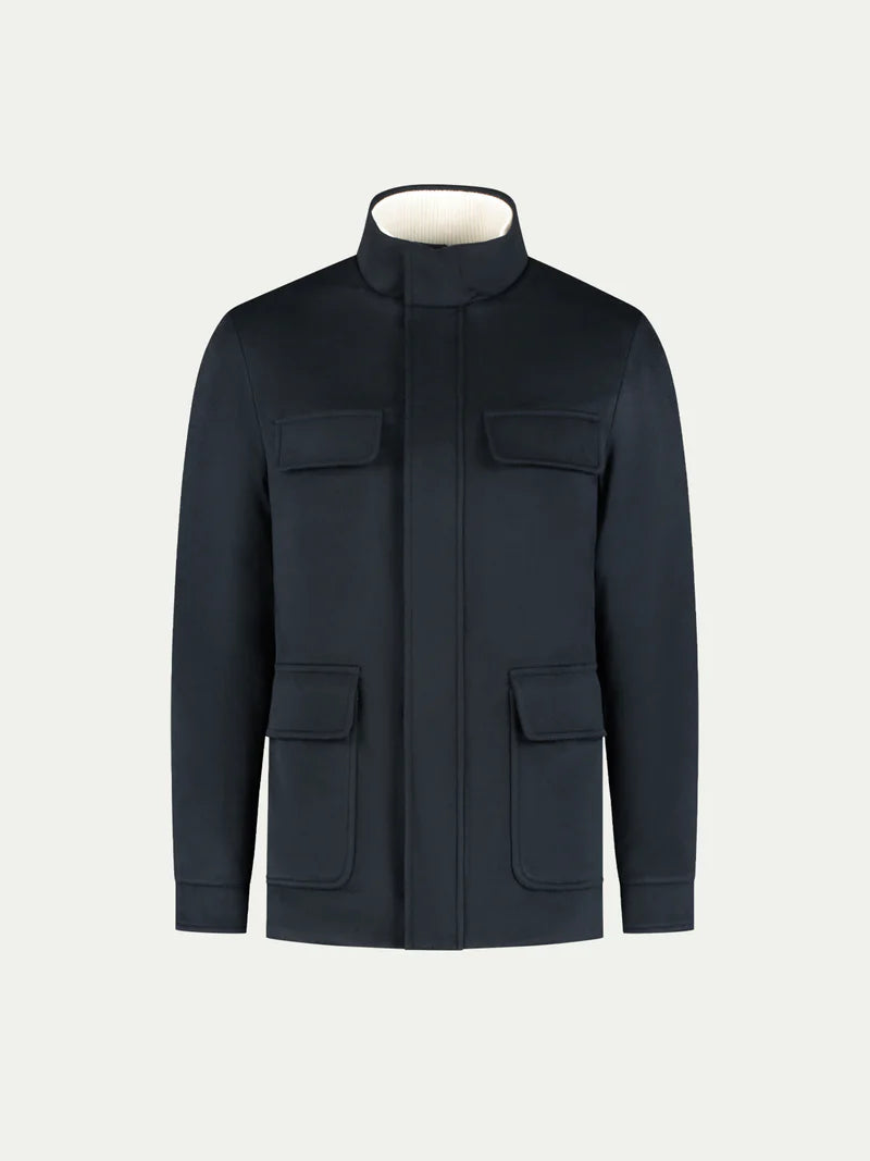 Navy Cashmere Blend Field Jacket