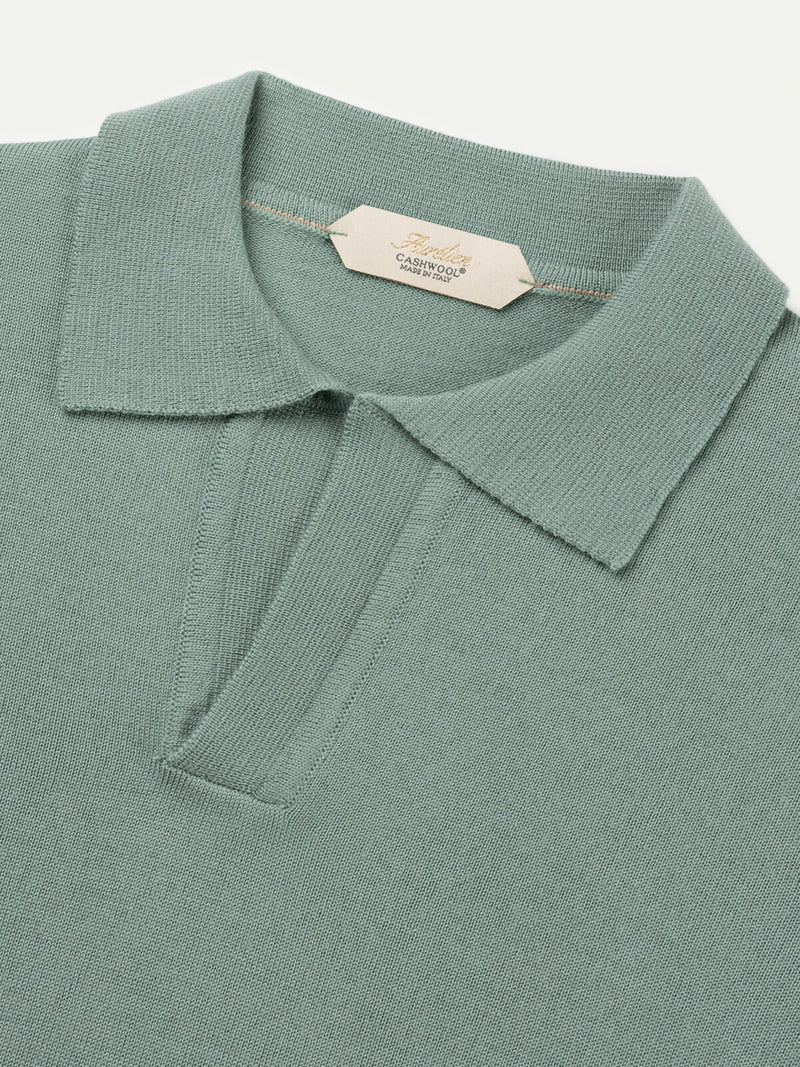 Pistache Cashwool Buttonless Polo LS