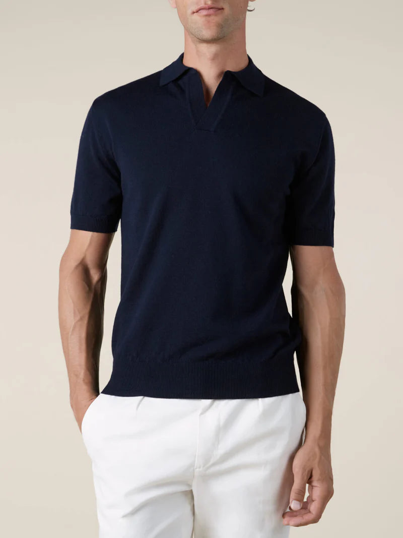 Navy Cashwool Buttonless AUR1 Polo