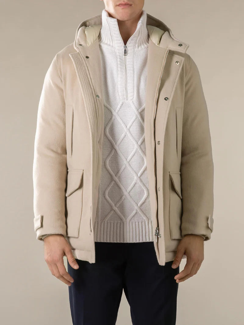 Light Beige Wool/Cashmere Wintertime Parka