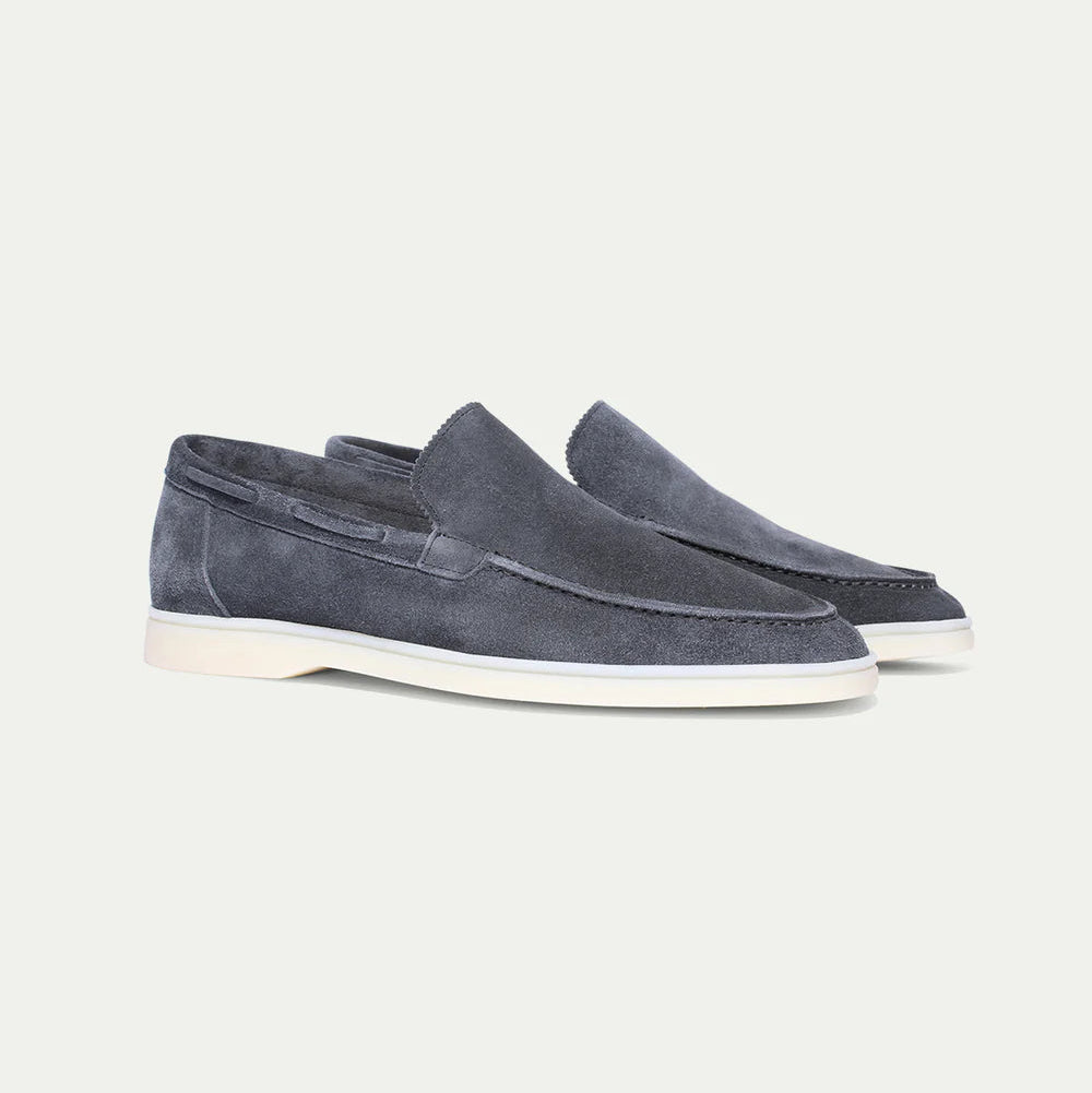 Steel Blue Suede Yacht Loafers