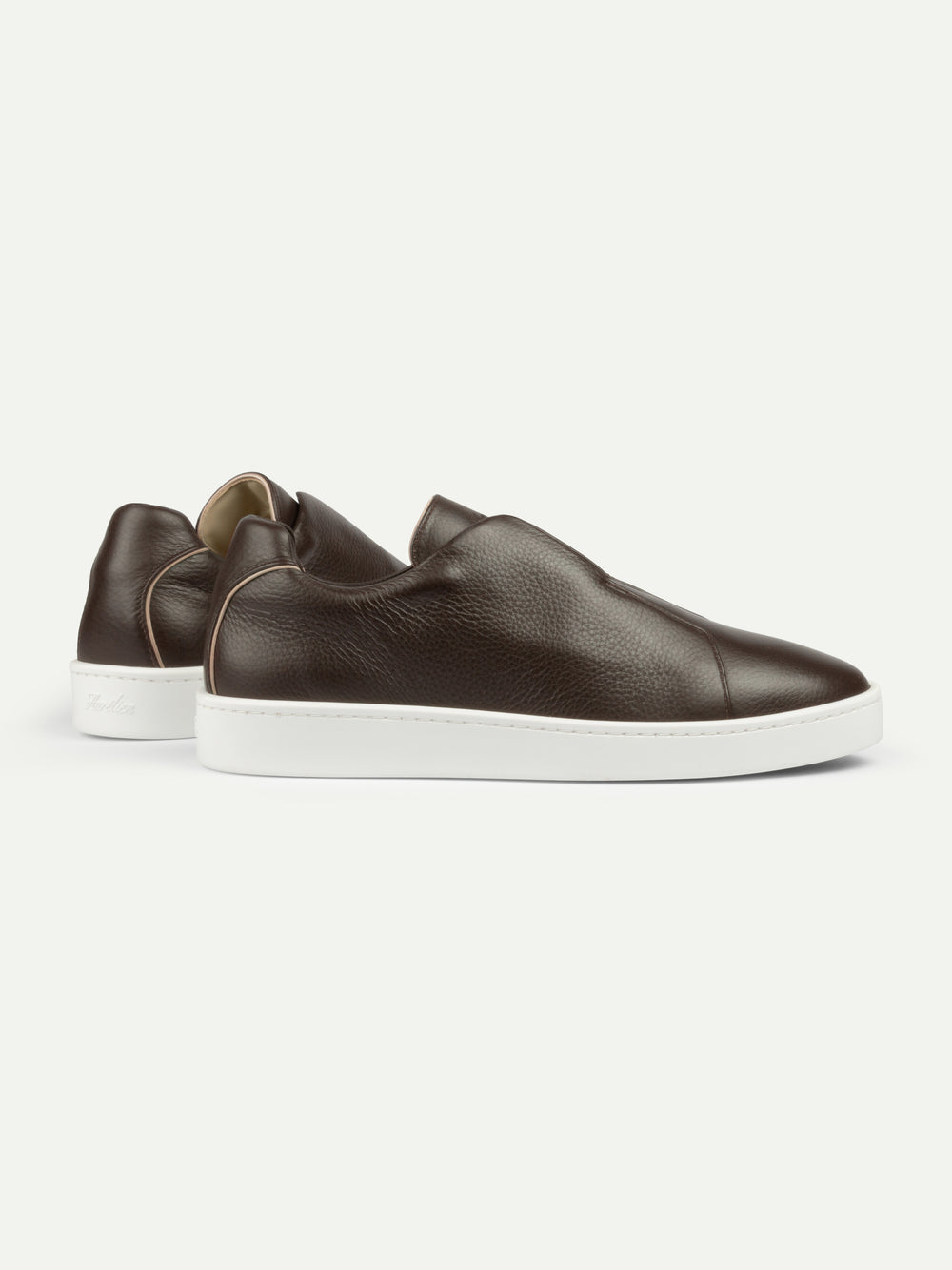 Brown Grain Leather Slip-On Sneaker