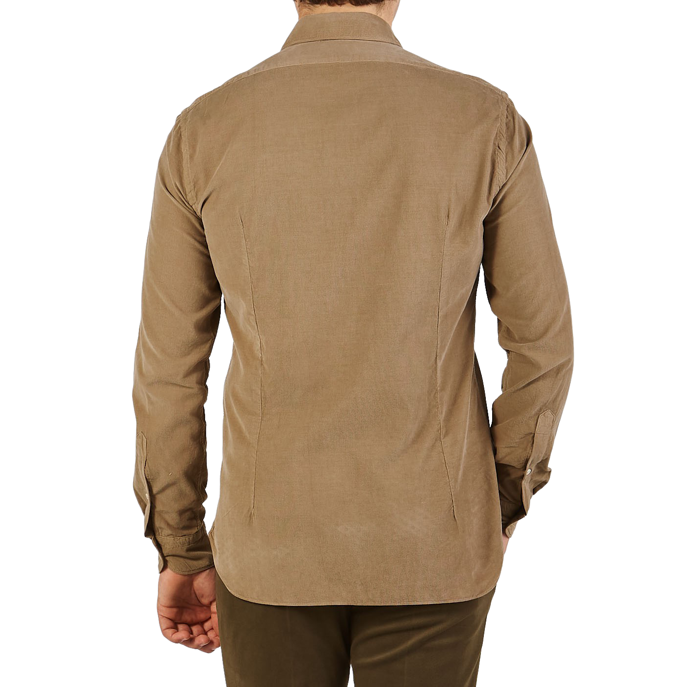 Boglioli Beige Micro Cotton Corduroy Cut Away Shirt Back