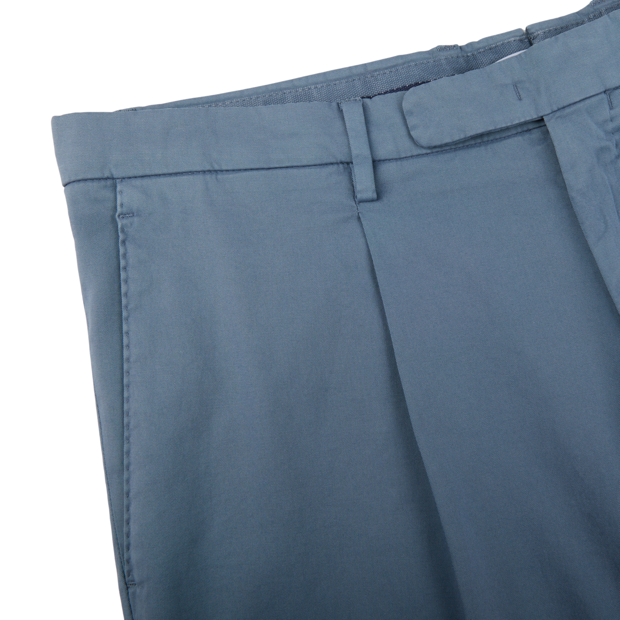 Boglioli Indigo Blue Cotton Stretch One Pleat Trousers Edge