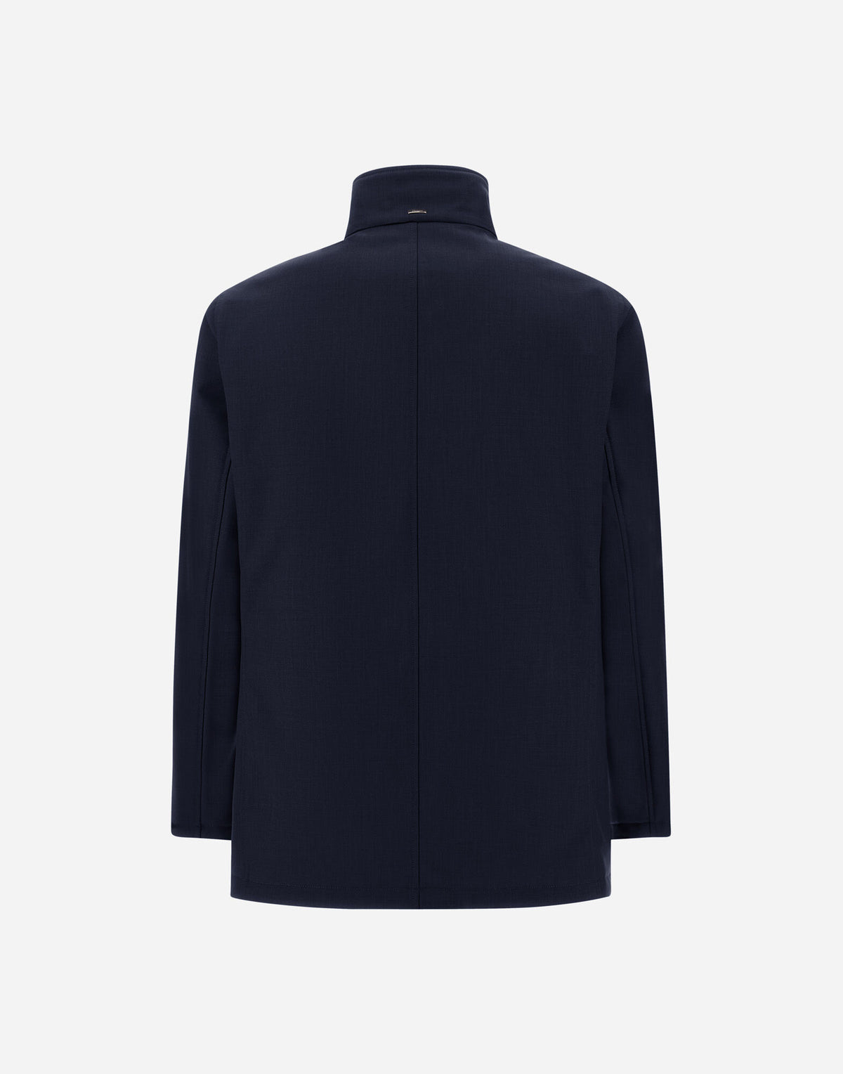 Navy Melange Twill Car Coat with Suede effect collar