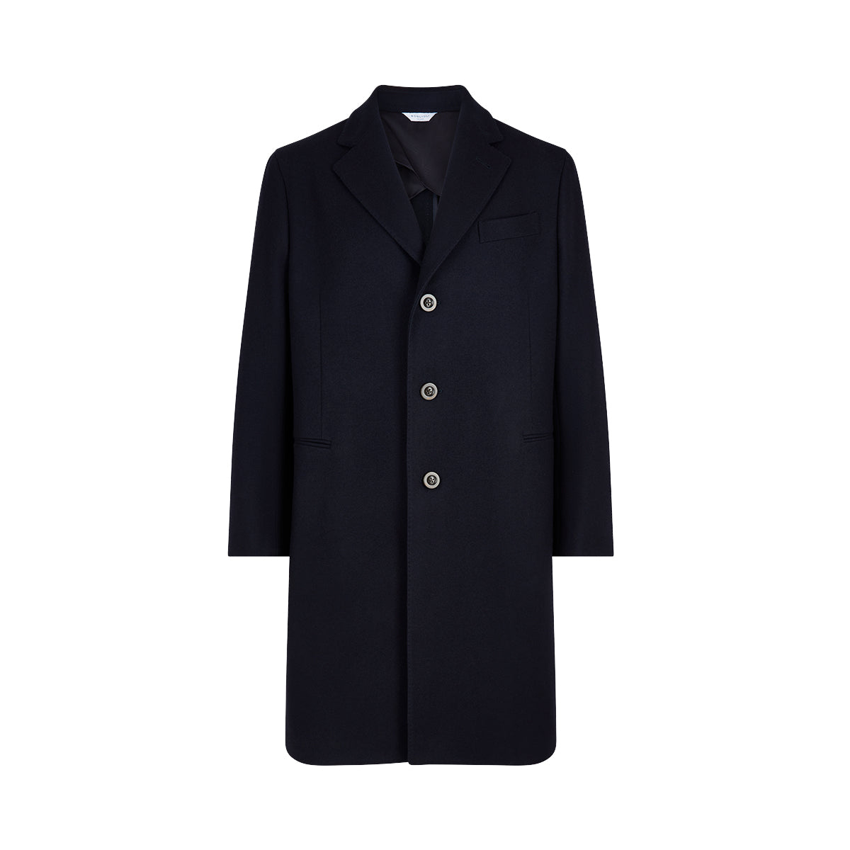 Navy Blue Wool Single Breasted Overcoat