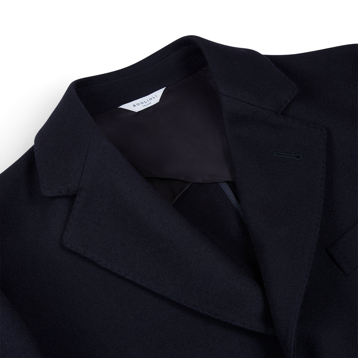 Navy Blue Wool Single Breasted Overcoat