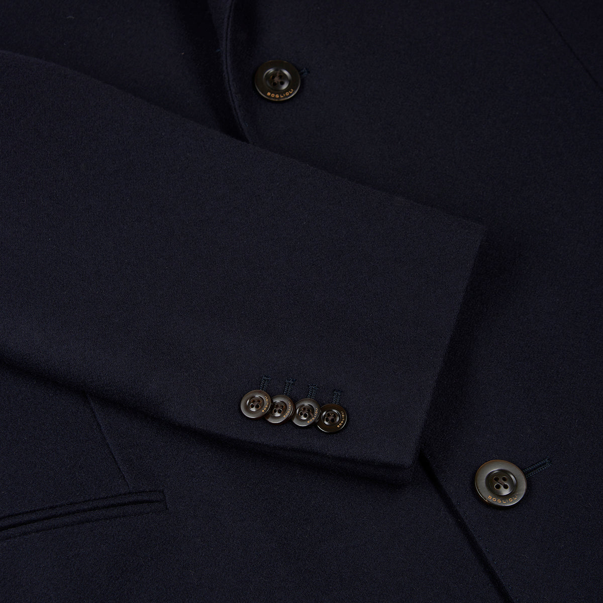 Navy Blue Wool Single Breasted Overcoat