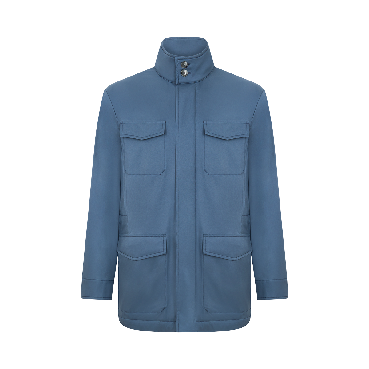 Blue Nylon Four Pocket Field Jacket