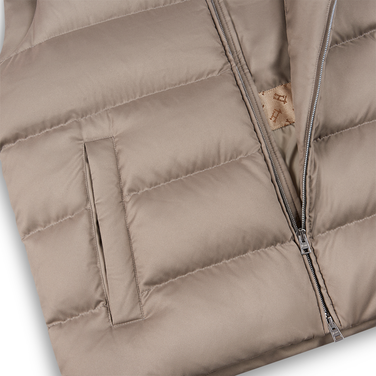 Taupe Polar Tech Padded Gilet With Faux Fur Collar