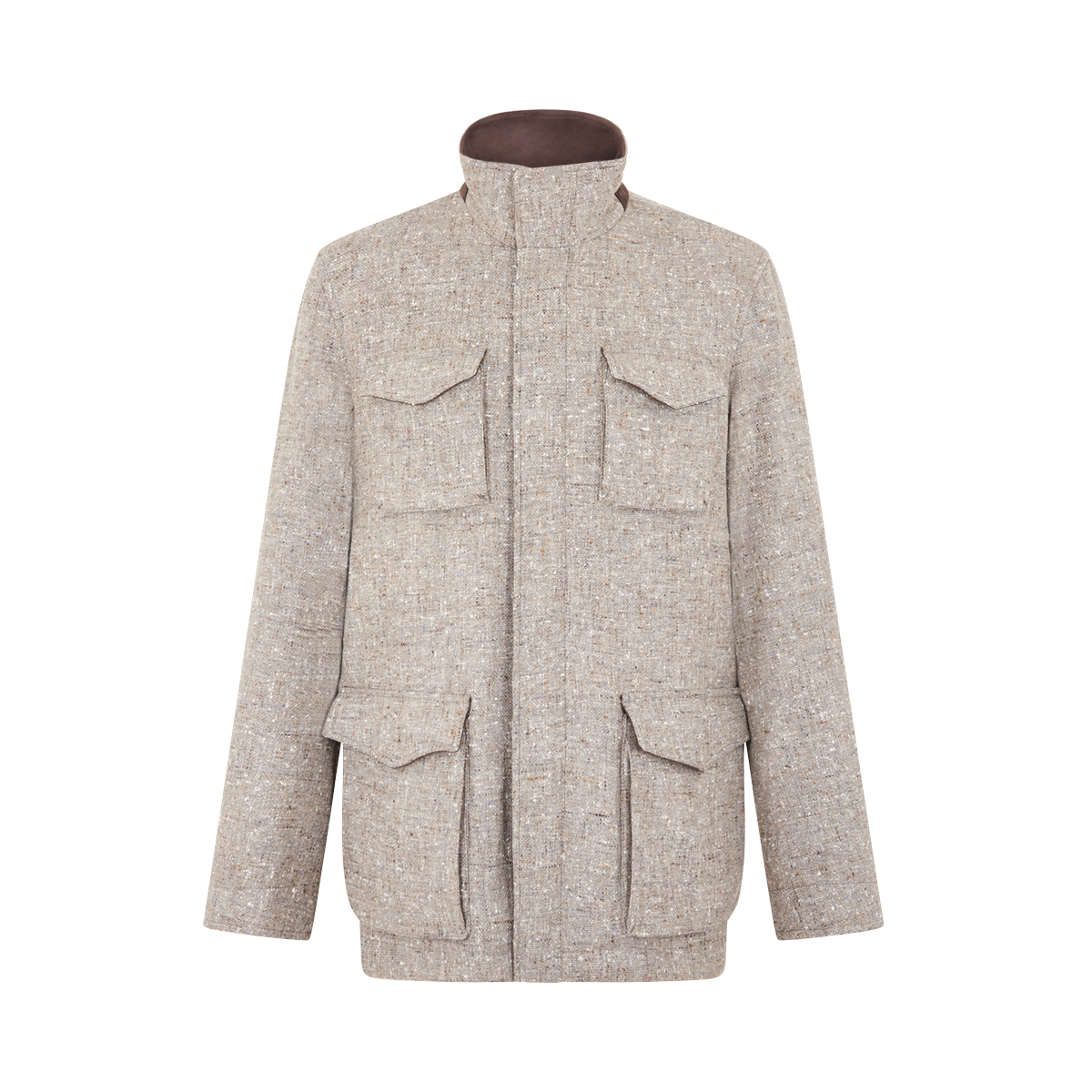 Beige Melange Loro Piana Dream Tweed Field Coat
