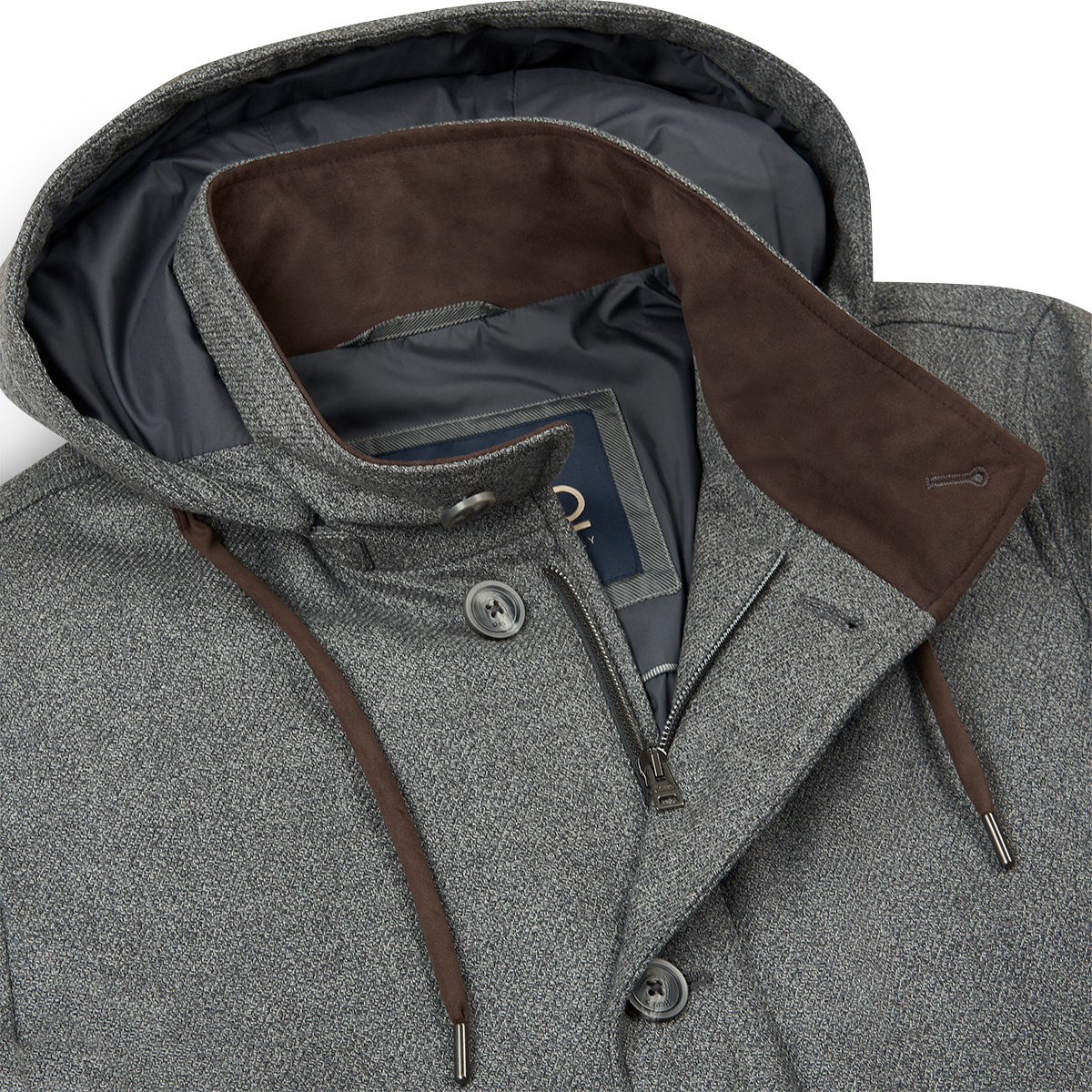 Grey Loro Piana Wool/Silk Parka with removable hood