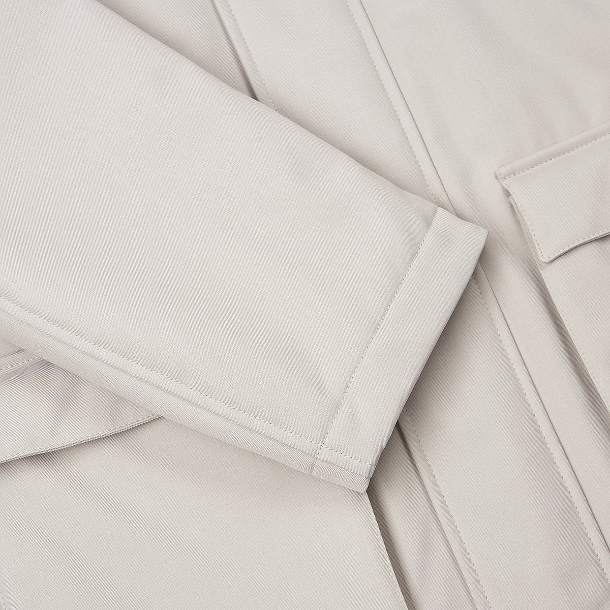 Light Grey Melange Twill Car Coat