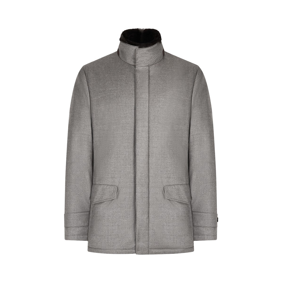 Grey Wool/Silk Blend Car Coat