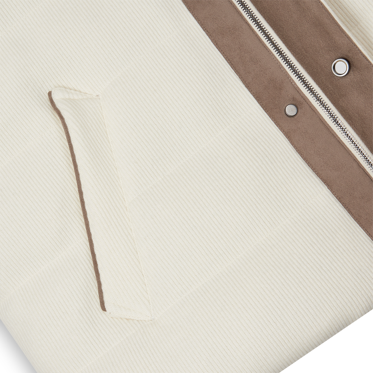 Cream Goose Down Padded Cableknit/Ribbed Gilet
