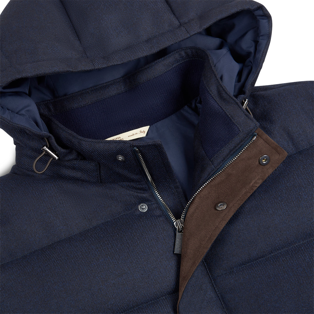 Navy Loro Piana Wool/Cashmere Goose Down Padded Bomber Jacket
