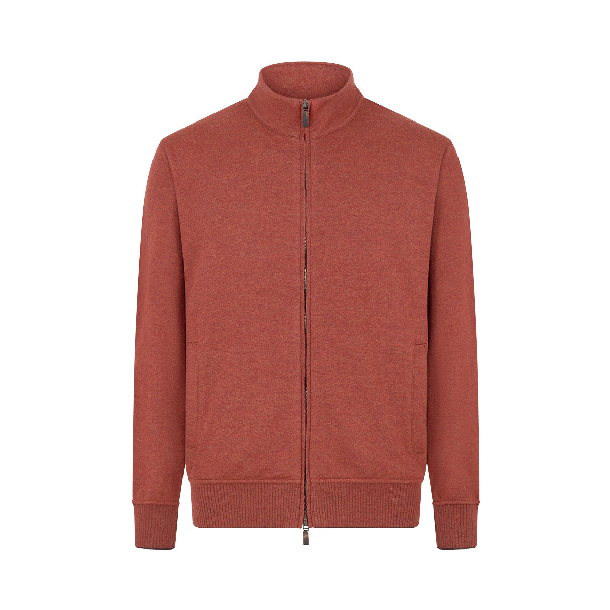 Rust Orange Lightweight Wool Felt Full Zip Blouson