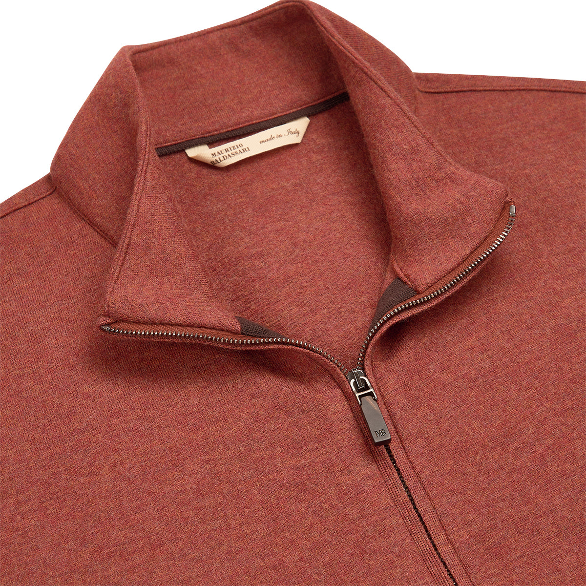 Rust Orange Lightweight Wool Felt Full Zip Blouson