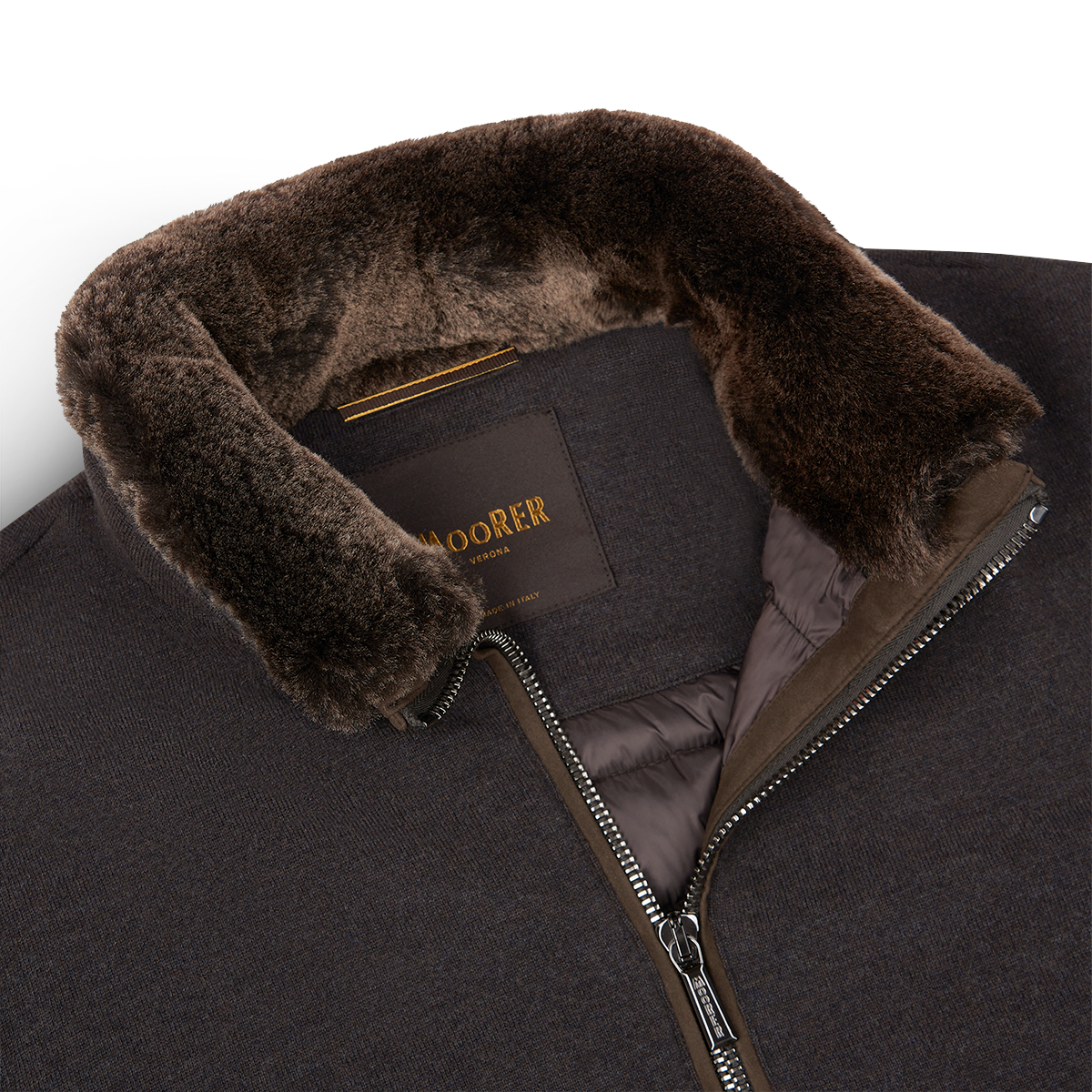 Brown Wool Cashmere Down Padded Bellati Bouson
