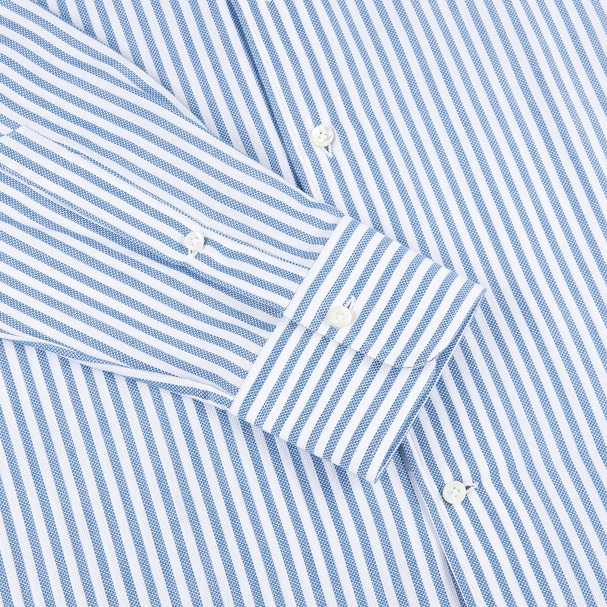 Blue Brushed Cotton Stripe Button Down Shirt