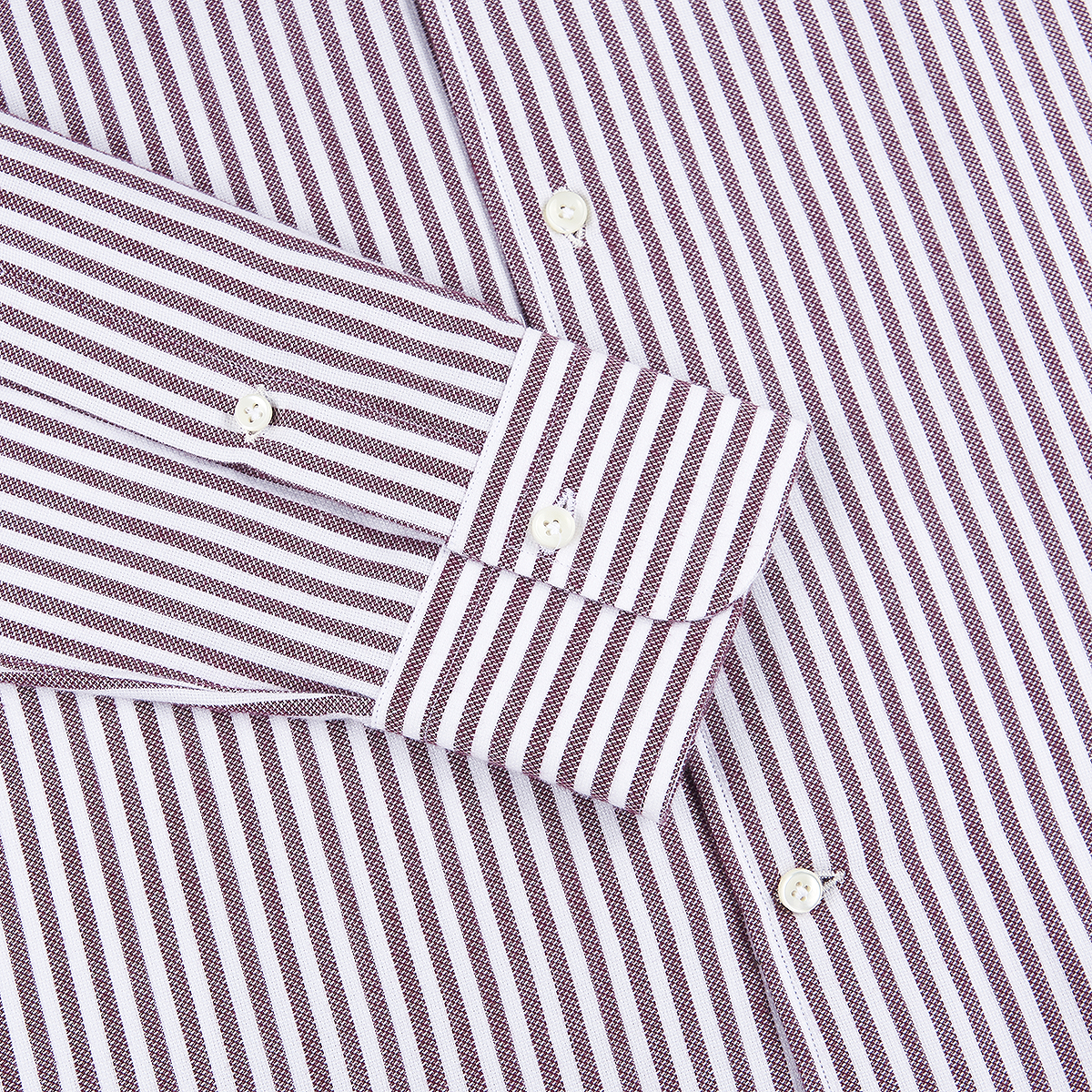 Burgundy Brushed Cotton Stripe Button Down Shirt