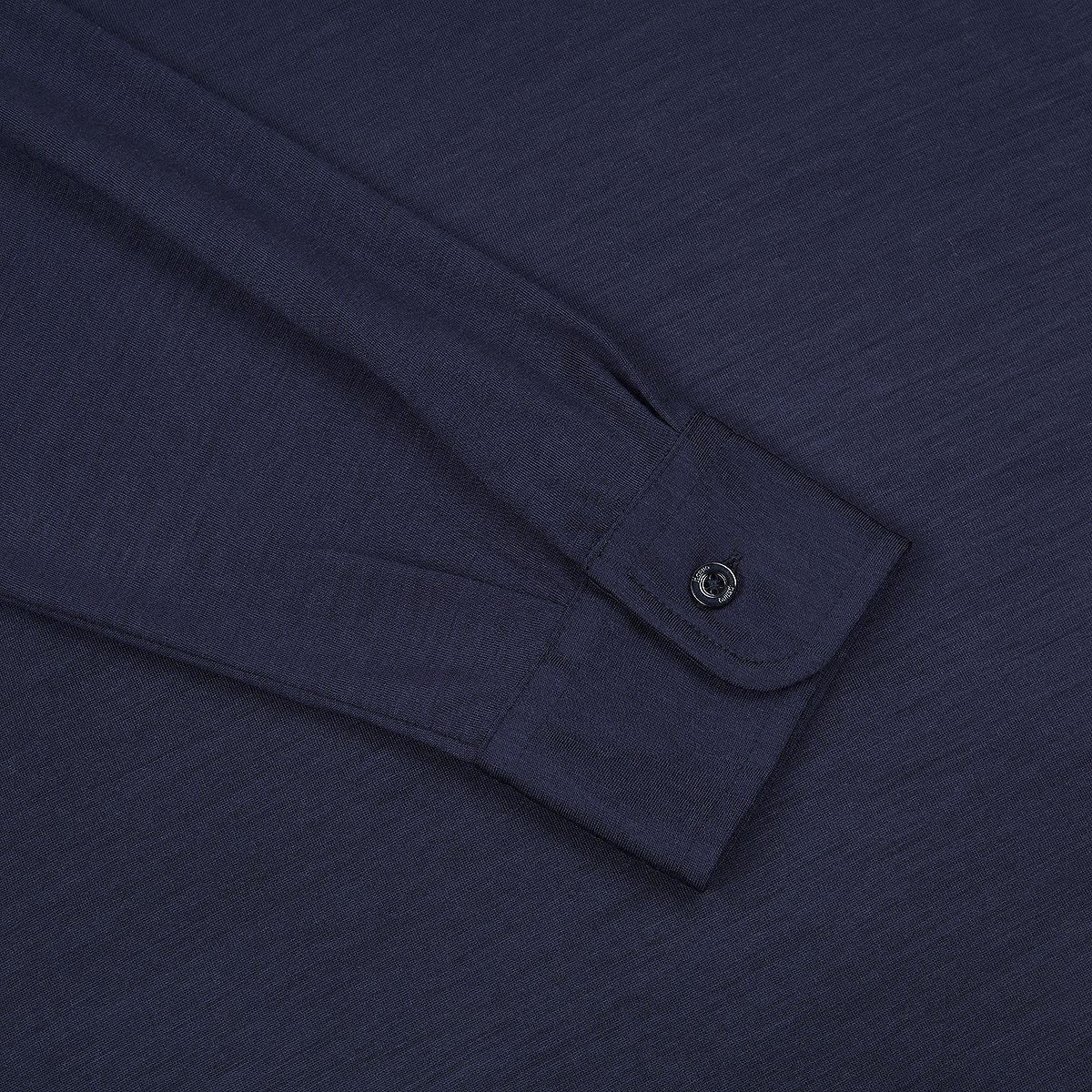 Navy Wool Jersey Long Sleeve Polo