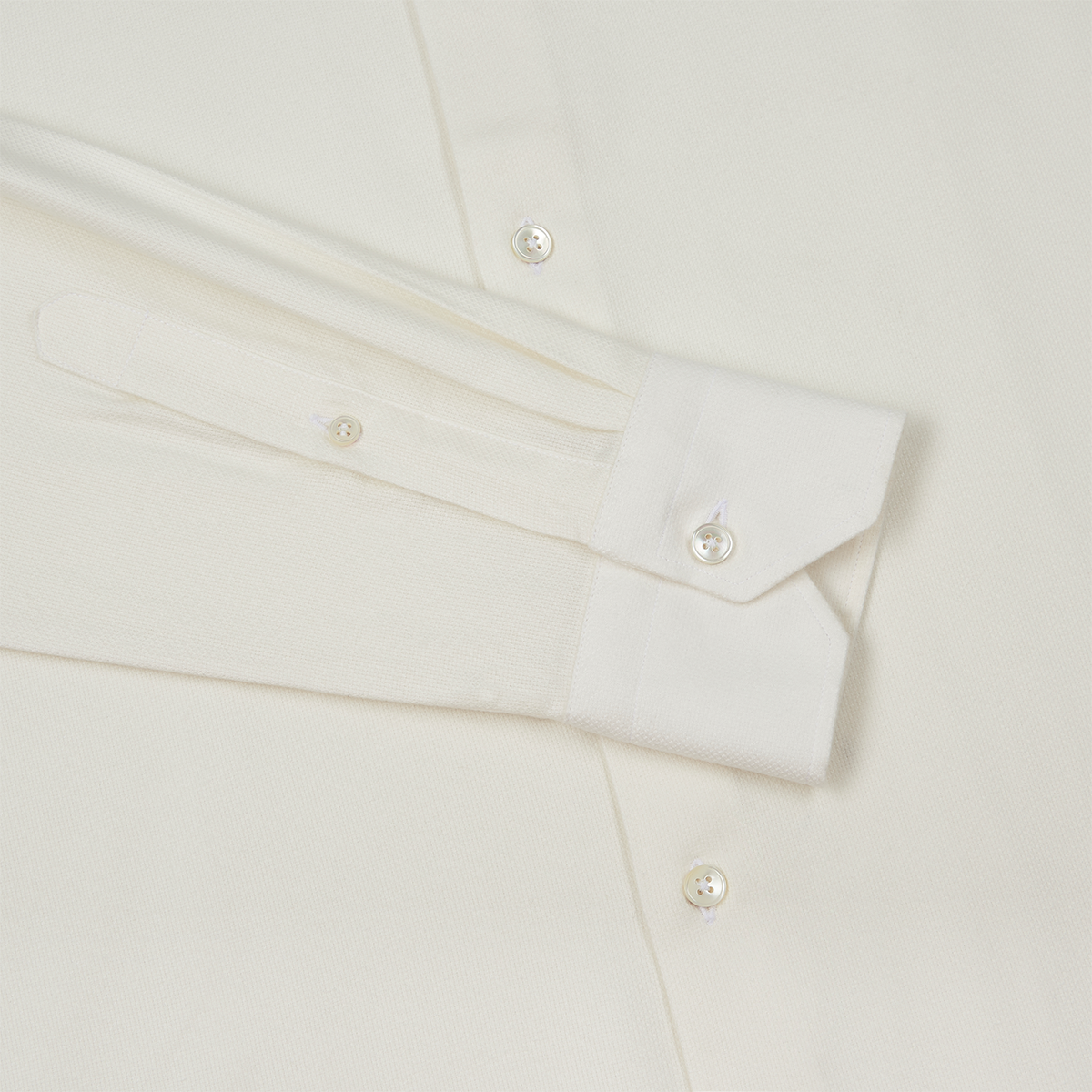 Cream Textured Cotton Modal Blend Shirt