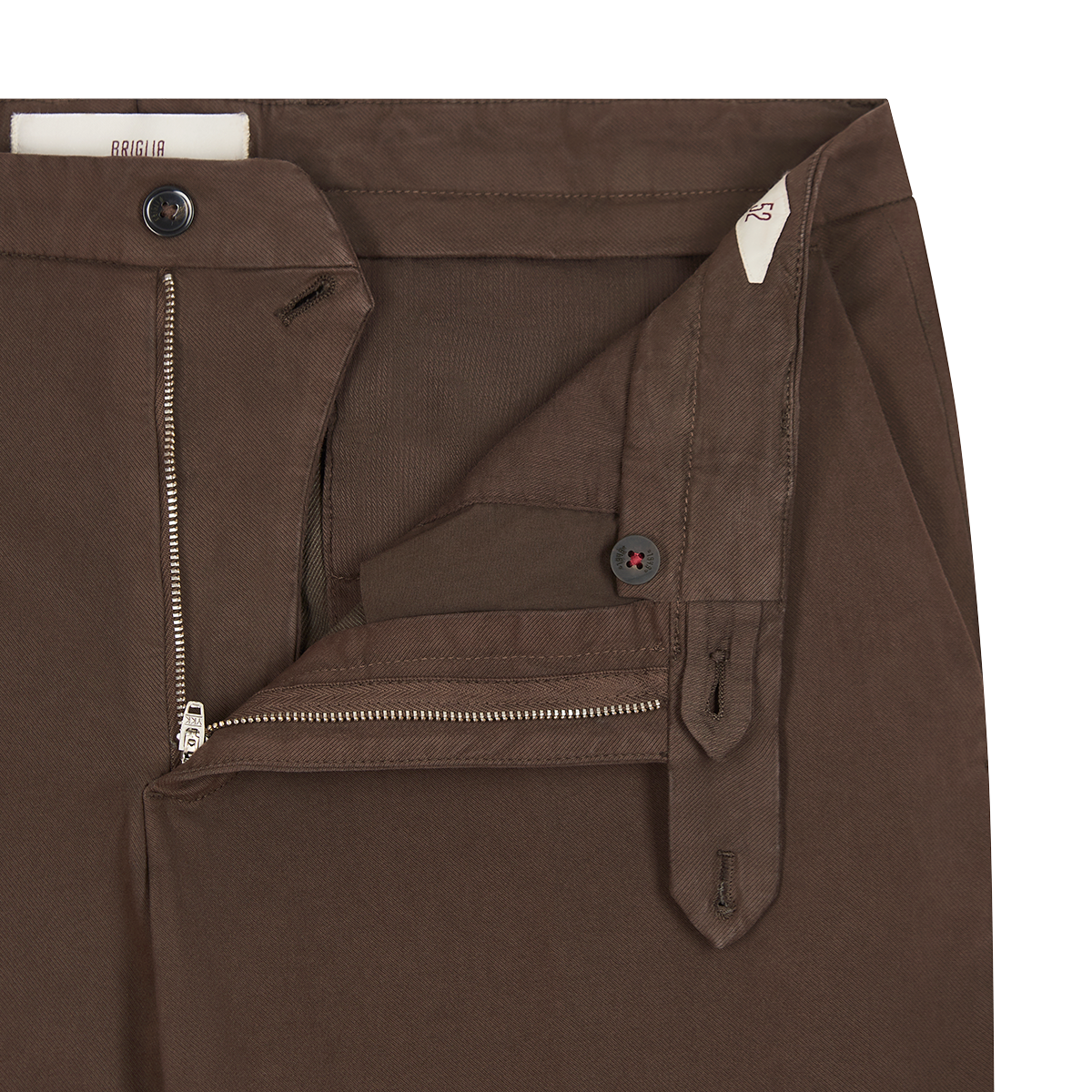 Brown Cotton/Tencel Twill Chinos